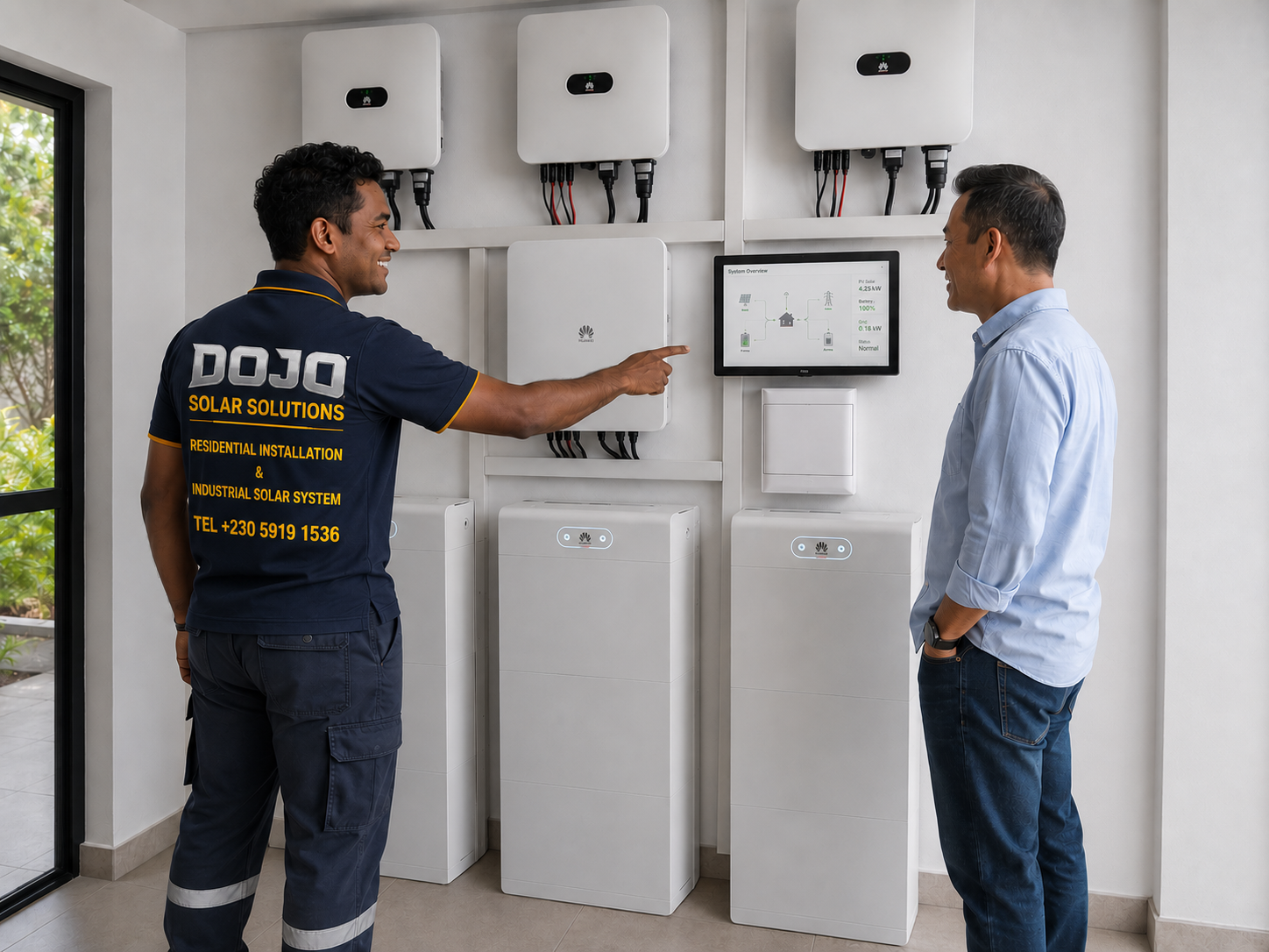 DOJO solar inverter and battery storage installation in Mauritius