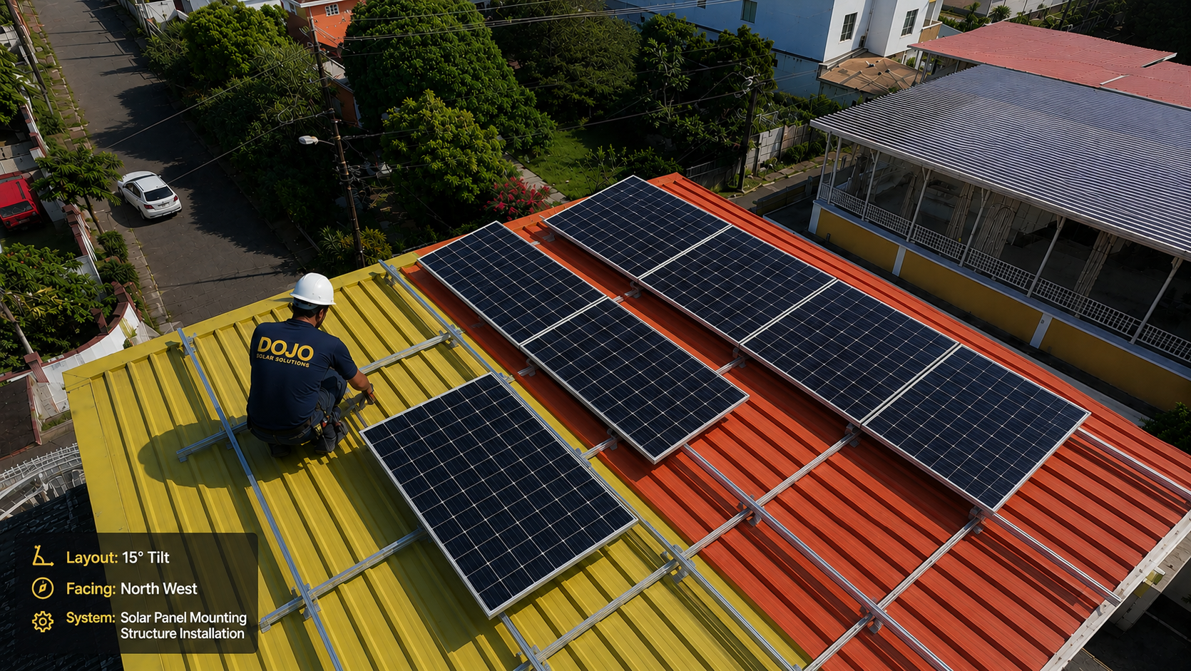 Rooftop solar panel installation by DOJO Solar Solutions in Mauritius
